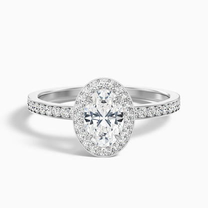 Claudia 2.5 Carat Oval Halo Pave Moissanite Diamond Ring in Platinum