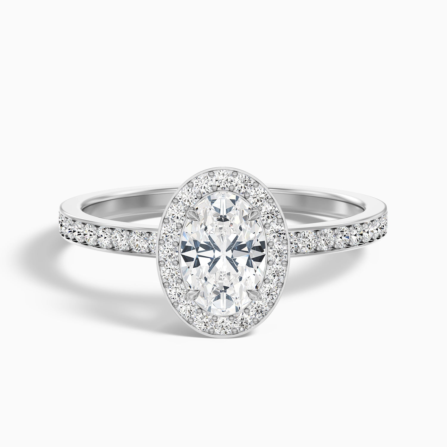 Eden 2 Carat Oval Halo Pave Lab Grown Engagement Ring in 10k White Gold