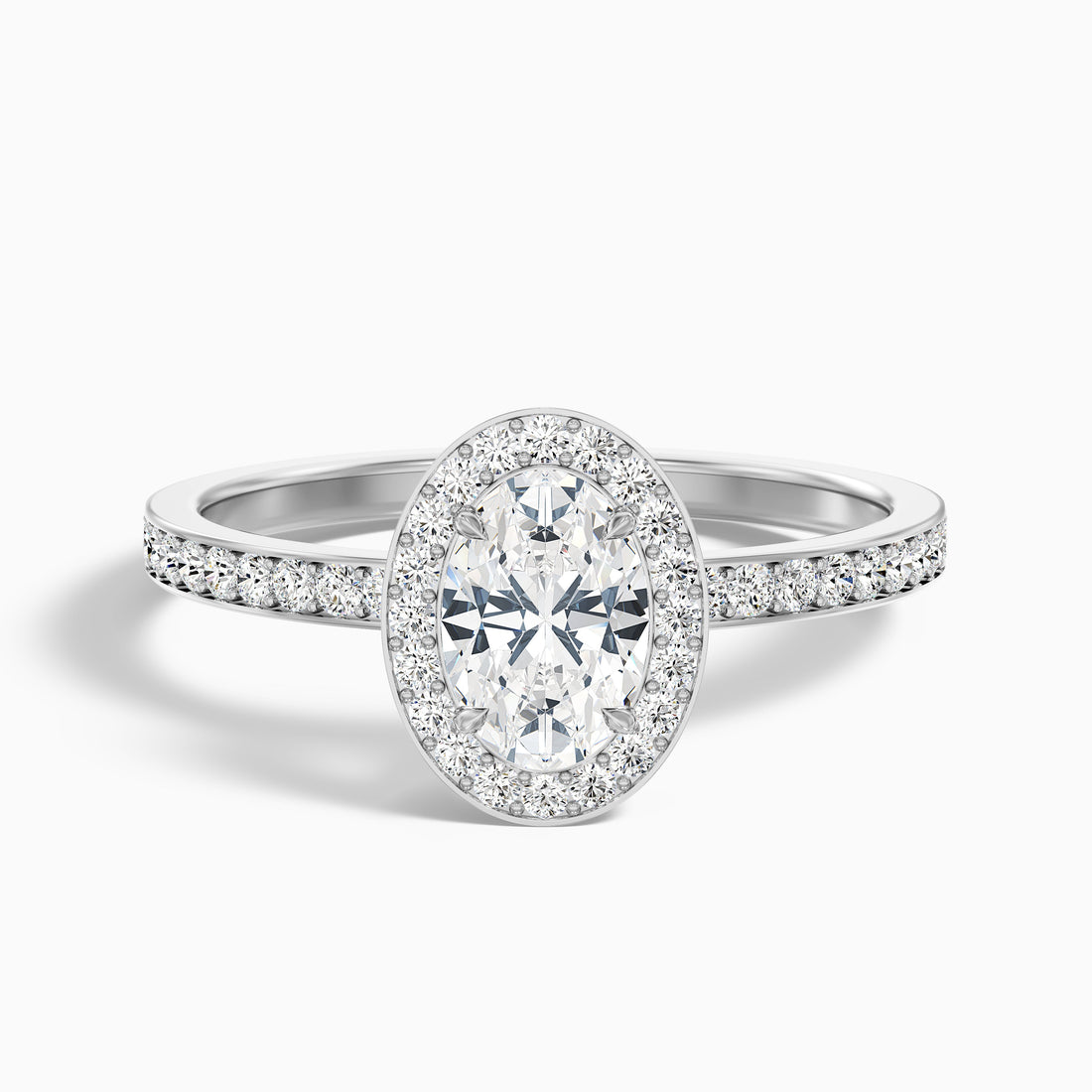 Eden 2.5 Carat Oval Halo Pave Lab Grown Engagement Ring in 18k White Gold  DestGlow