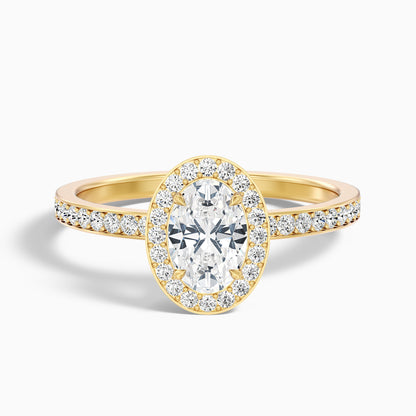 Eden 4.5 Carat Oval Halo Pave Lab Grown Engagement Ring in 14k Rose Gold