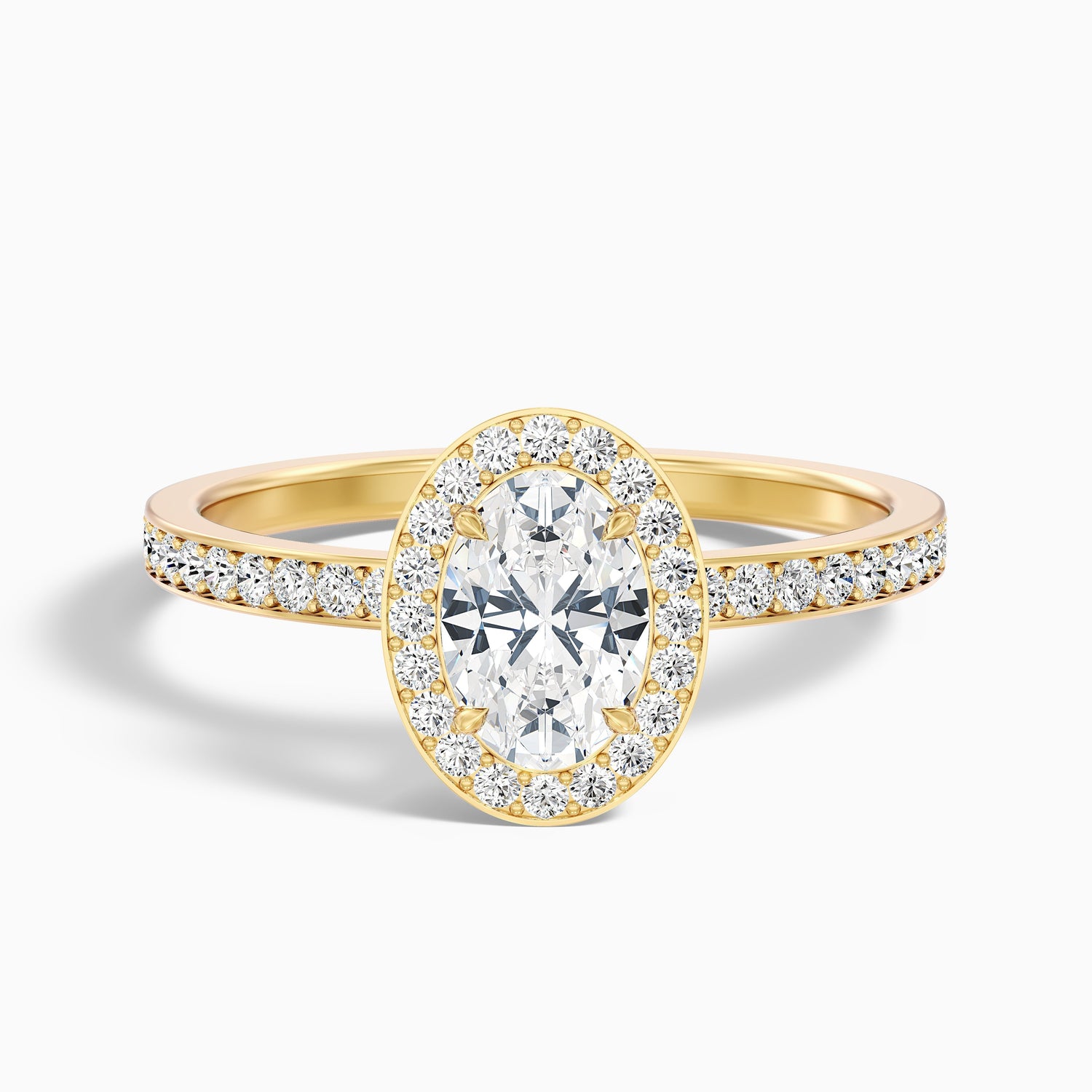 Claudia 4 Carat Oval Halo Pave Moissanite Diamond Ring in 14k White Gold