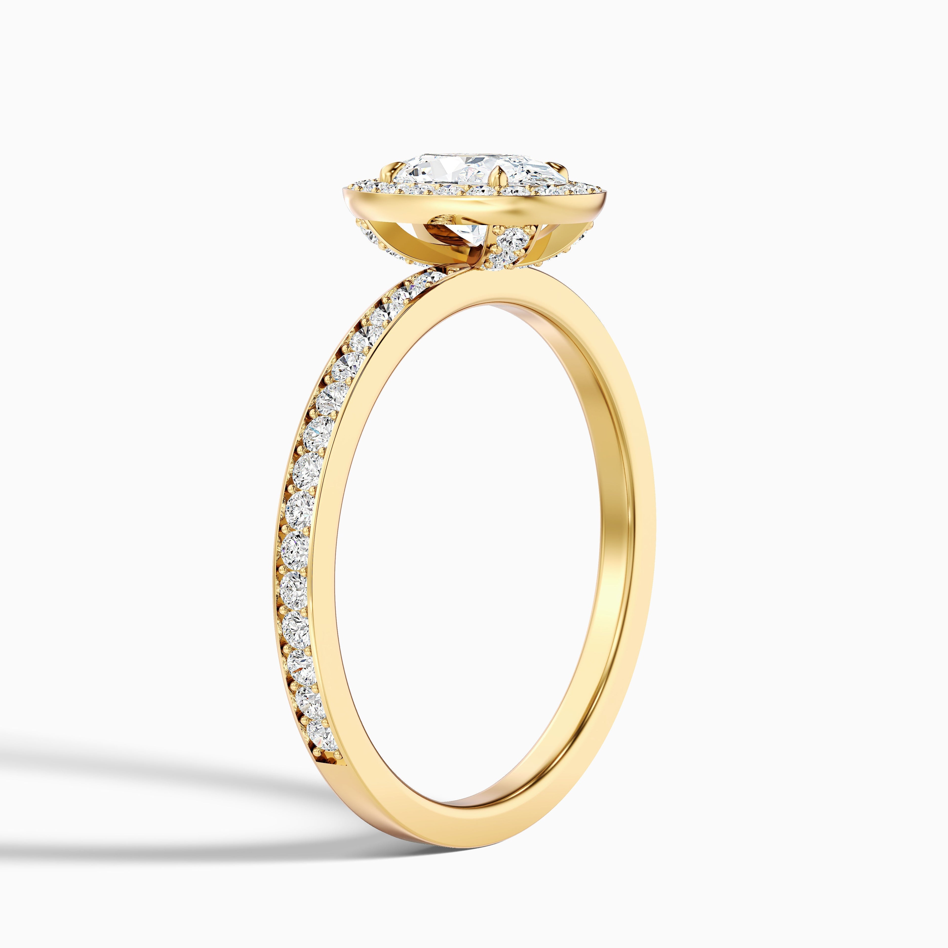 Claudia 1 Carat Oval Halo Pave Moissanite Diamond Ring in 14k Rose Gold