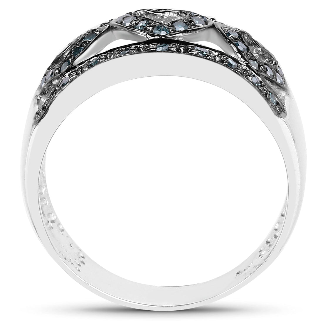 0.32 Carat Genuine Blue Diamond .925 Sterling Silver Ring by Bids.com