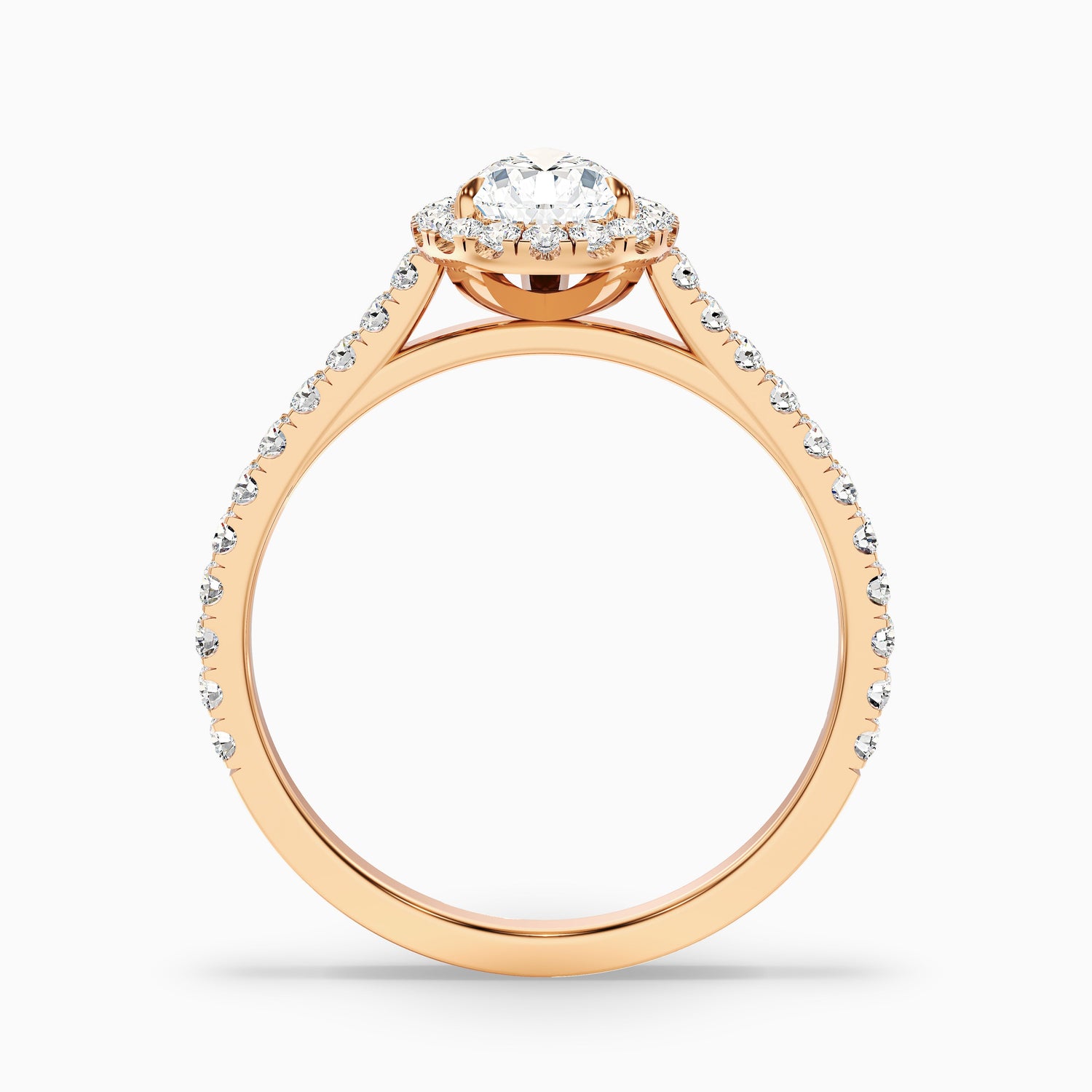Aria 4 Carat Pear Shaped Halo Lab Grown Engagement Ring in 10k Rose Gold