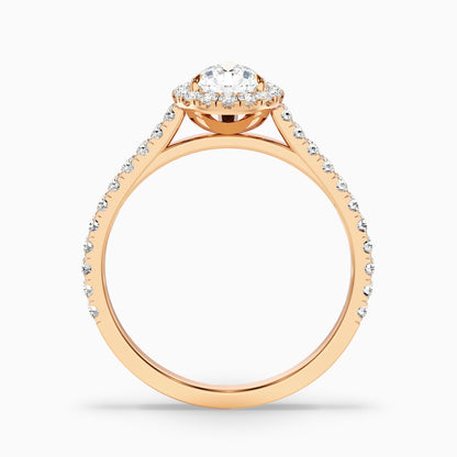 Aria 4 Carat Pear Shaped Halo Lab Grown Engagement Ring in 10k Rose Gold