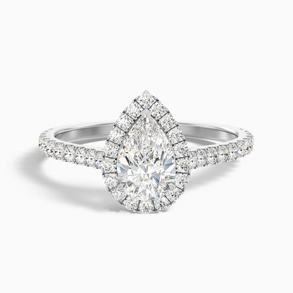 Cindy 2.5 Carat Pear Shaped Halo Moissanite Diamond Ring in 925 Sterling Silver