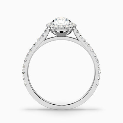 Aria 2.5 Carat Pear Shaped Halo Lab Grown Engagement Ring in 18k Yellow Gold  DestGlow