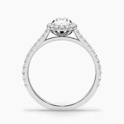 Aria 2 Carat Pear Shaped Halo Lab Grown Engagement Ring in 10k Yellow Gold