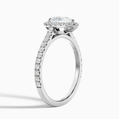 Cindy 4.5 Carat Pear Shaped Halo Moissanite Diamond Ring in 18k Rose Gold