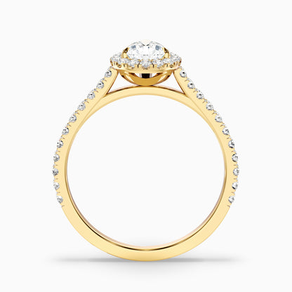 Cindy 2 Carat Pear Shaped Halo Moissanite Diamond Ring in Platinum