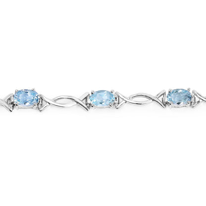 5.10 Carat Genuine Blue Topaz .925 Sterling Silver Bracelet  DestGlow