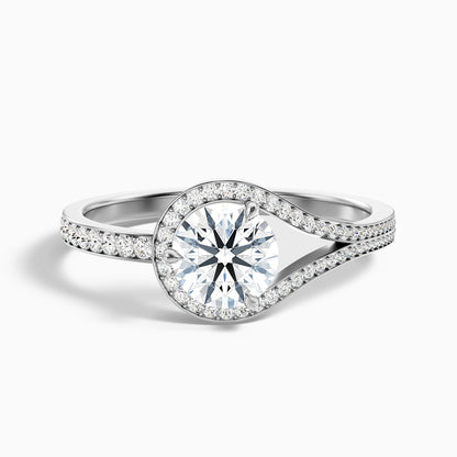 Cherri 2 Carat Round Halo Pave Moissanite Diamond Ring in 14k White Gold
