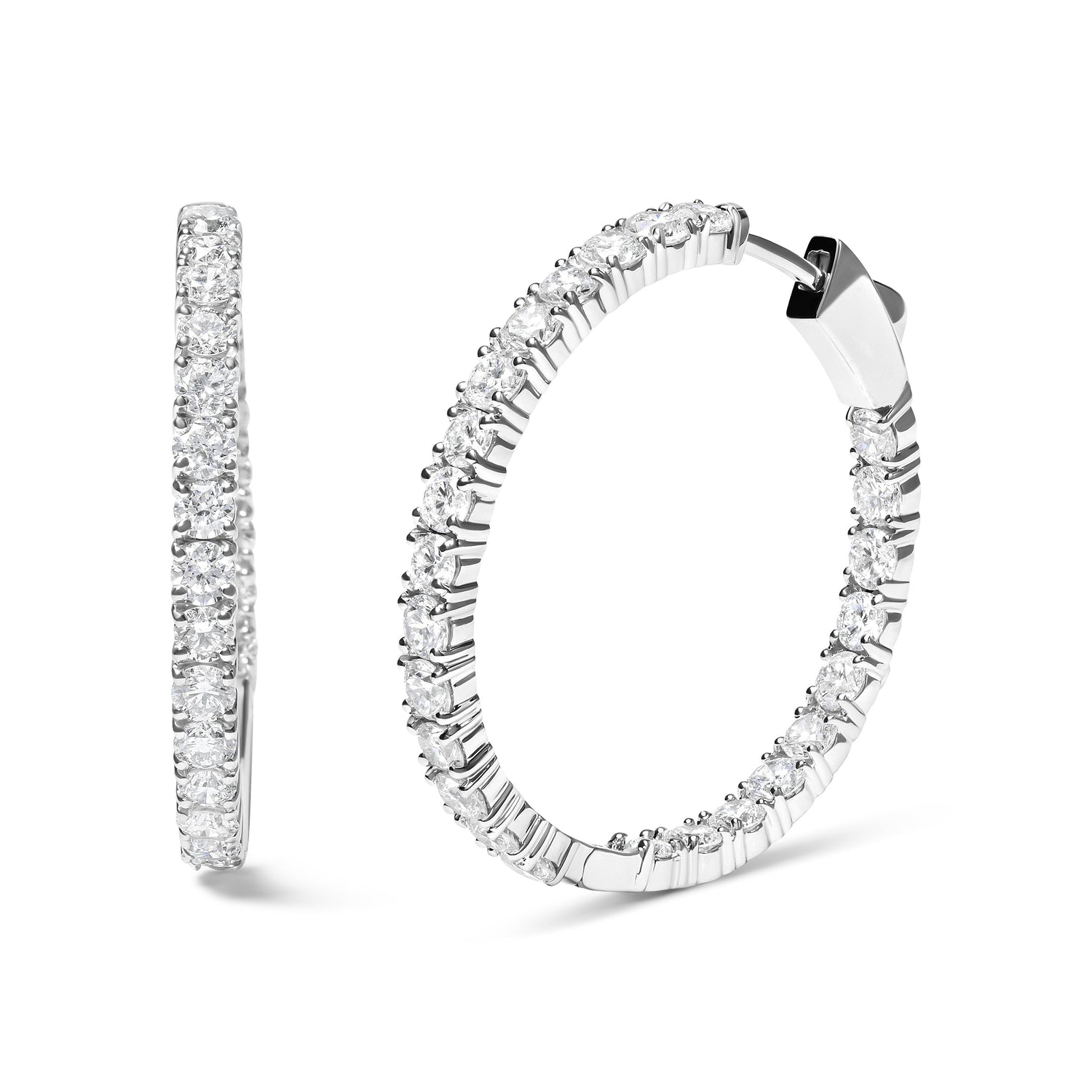 14K White Gold 5.00 Cttw Lab Grown Diamond Inside Out Hoop Earrings (F-G Color, VS1-VS2 Clarity) by Bids.com