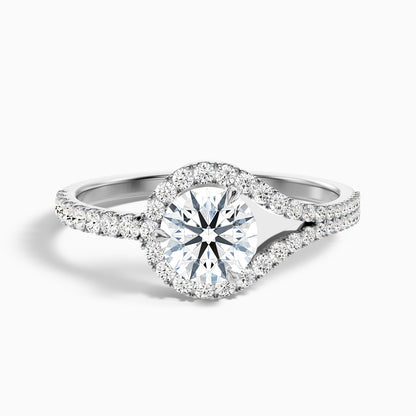 Betti 5 Carat Round Halo Pave Lab Grown Engagement Ring in 10k White Gold