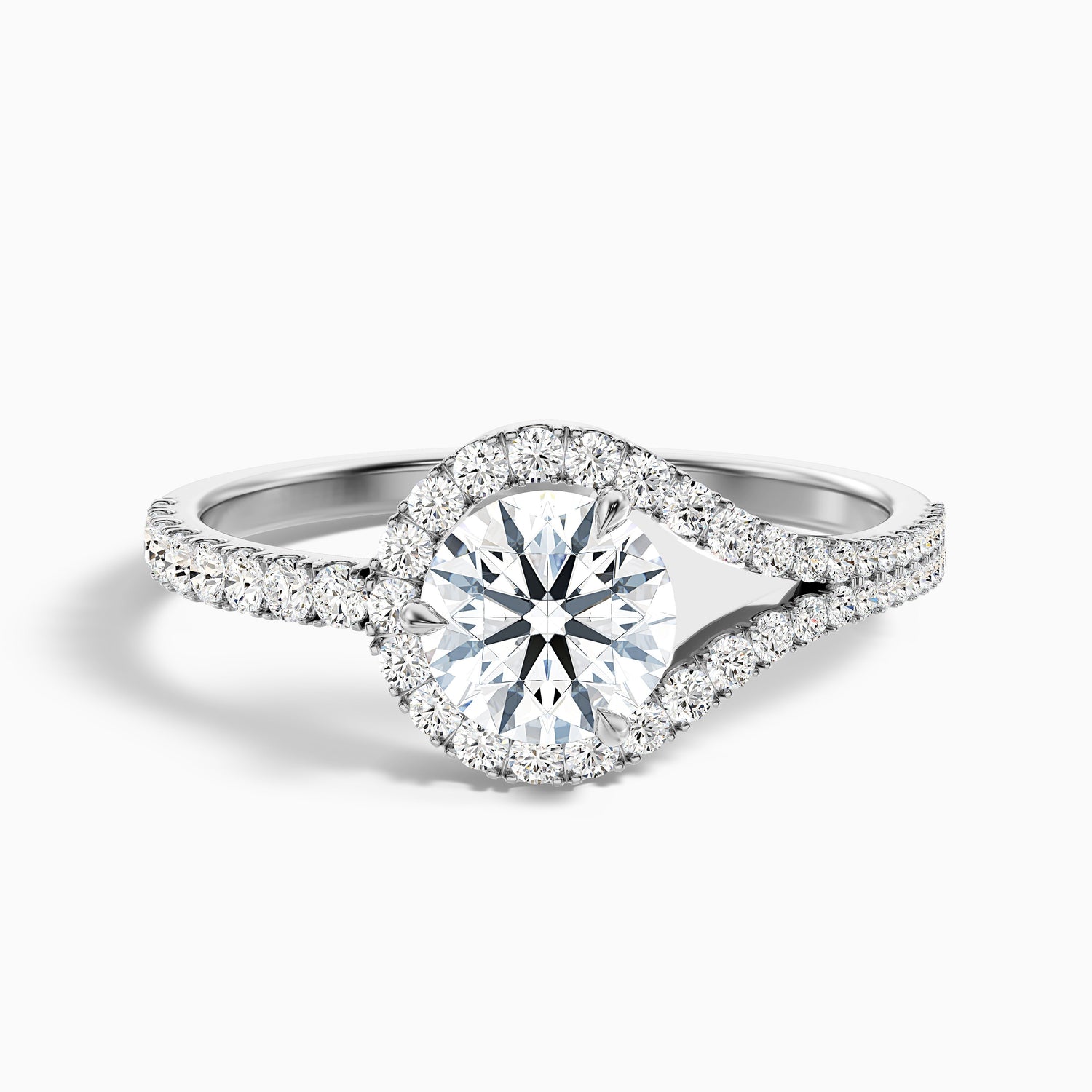 Callie 2 Carat Round Halo Pave Moissanite Diamond Ring in 18k Yellow Gold