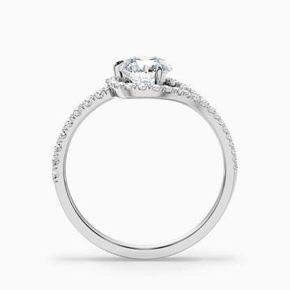 Betti 4 Carat Round Halo Pave Lab Grown Engagement Ring in 14k White Gold