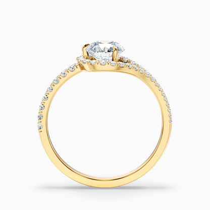 Betti 1.5 Carat Round Halo Pave Lab Grown Engagement Ring in 10k Rose Gold