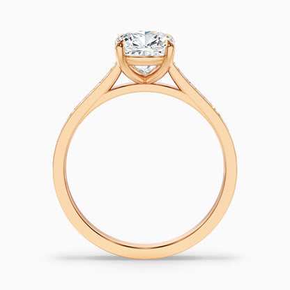 Eva 3 Carat Cushion Cut Side Stone Pave Moissanite Diamond Ring in 10k White Gold