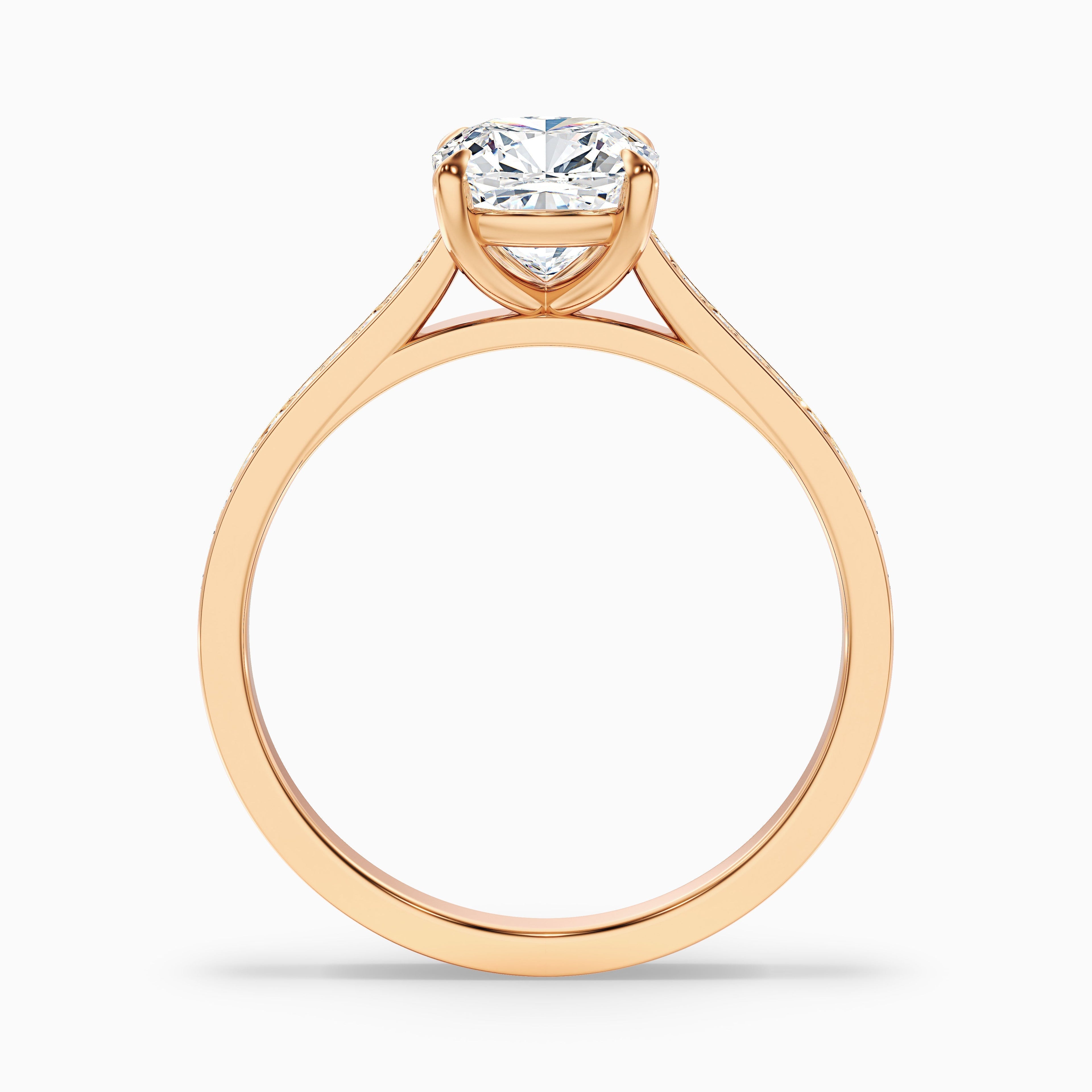 Eva 3 Carat Cushion Cut Side Stone Pave Lab Grown Engagement Ring in Platinum