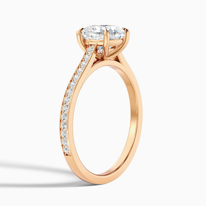 Eva 3 Carat Cushion Cut Side Stone Pave Moissanite Diamond Ring in 10k Rose Gold