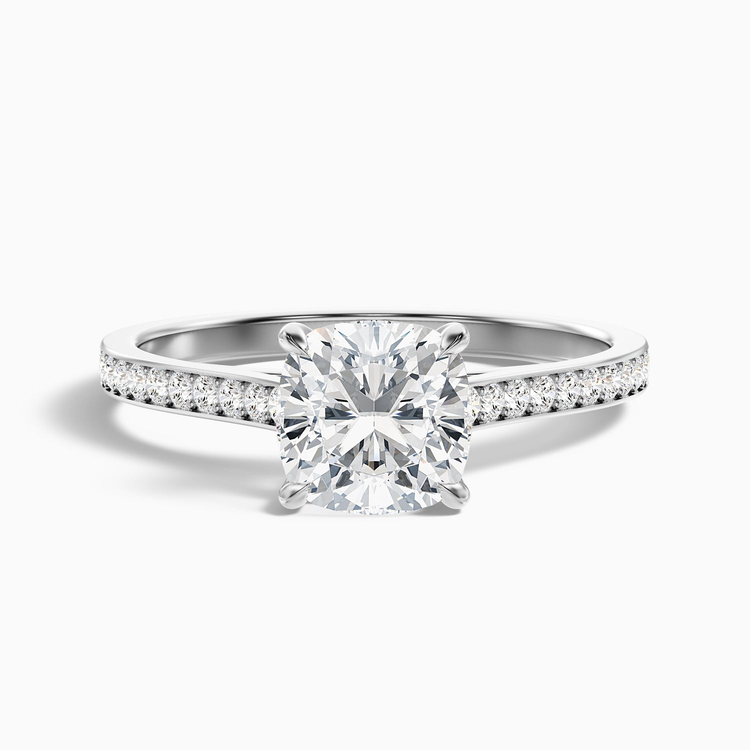 Eva 5.5 Carat Cushion Cut Side Stone Pave Moissanite Diamond Ring in 10k Yellow Gold