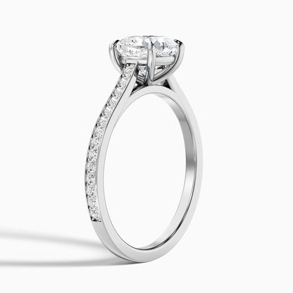 Eva 3 Carat Cushion Cut Side Stone Pave Lab Grown Engagement Ring in 925 Sterling Silver