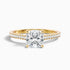 Eva 1.5 Carat Cushion Cut Side Stone Pave Lab Grown Engagement Ring in 14k Yellow Gold  DestGlow