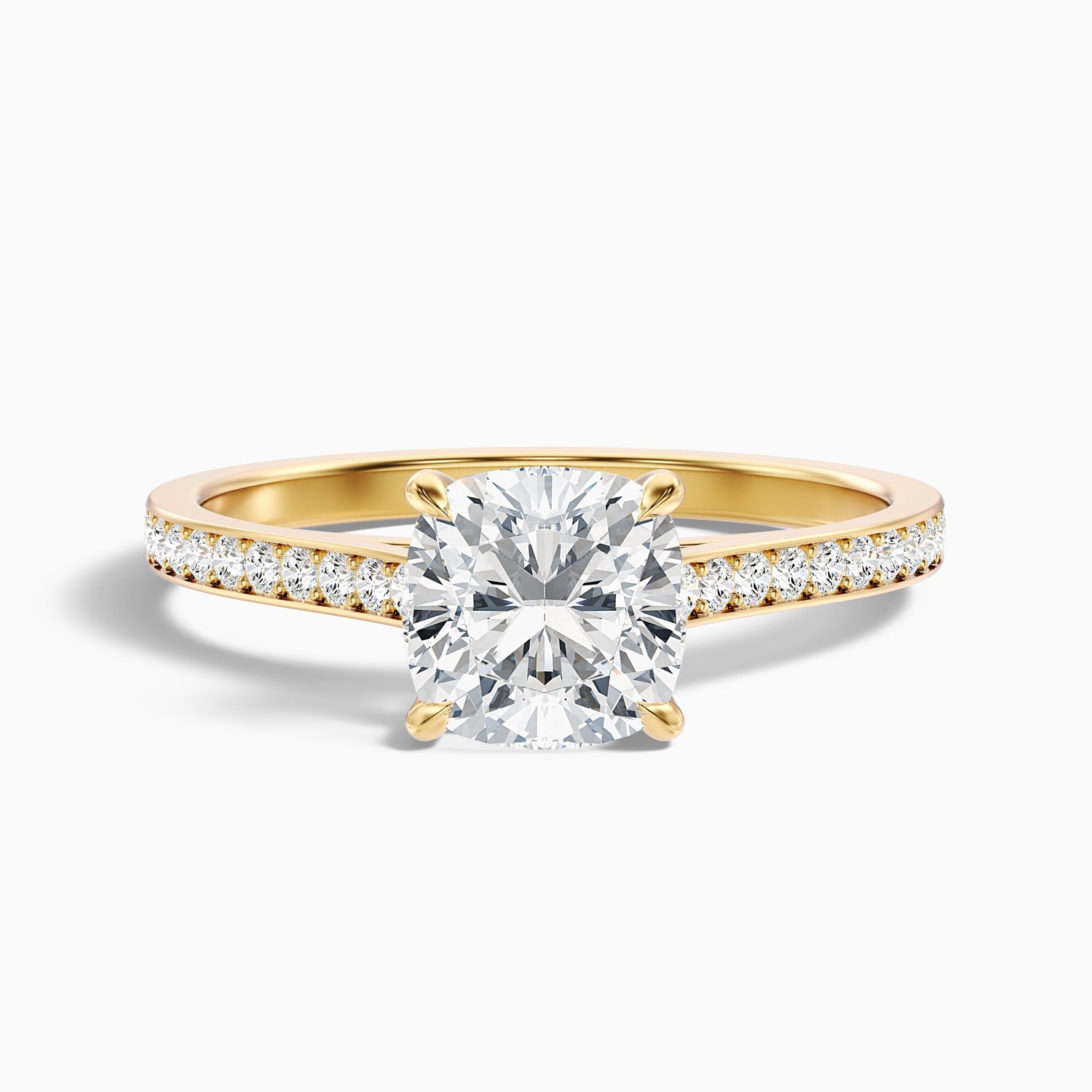 Eva 4.5 Carat Cushion Cut Side Stone Pave Lab Grown Engagement Ring in 18k White Gold