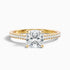 Eva 3.5 Carat Cushion Cut Side Stone Pave Lab Grown Engagement Ring in 10k Yellow Gold  DestGlow