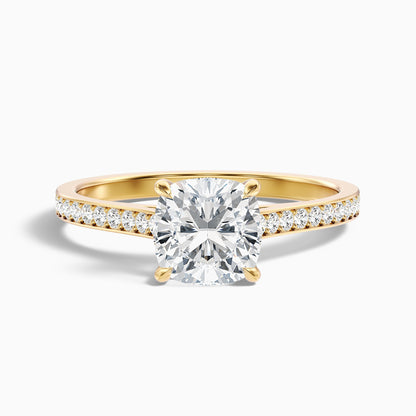 Eva 2.5 Carat Cushion Cut Side Stone Pave Lab Grown Engagement Ring in 14k Rose Gold