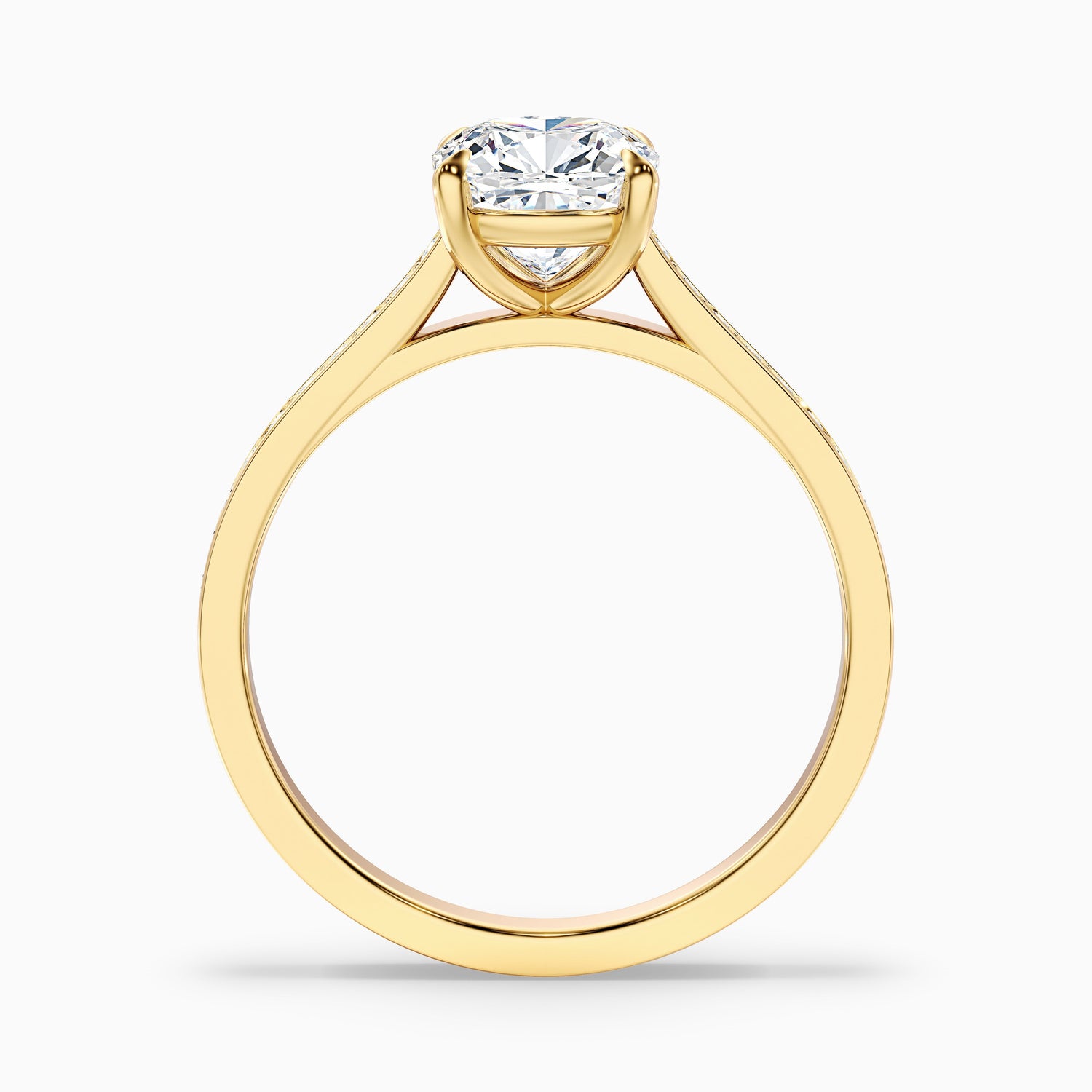 Eva 4.5 Carat Cushion Cut Side Stone Pave Lab Grown Engagement Ring in 10k Yellow Gold
