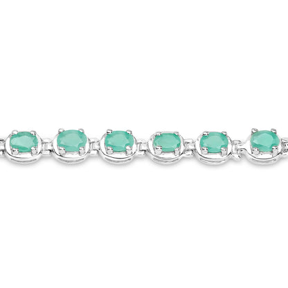3.78 Carat Genuine Emerald .925 Sterling Silver Bracelet  DestGlow