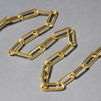 14k Yellow Gold Rounded Paperclip Chain Necklace by Bids.com