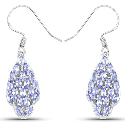 3.04 Carat Genuine Tanzanite .925 Sterling Silver Earrings  DestGlow