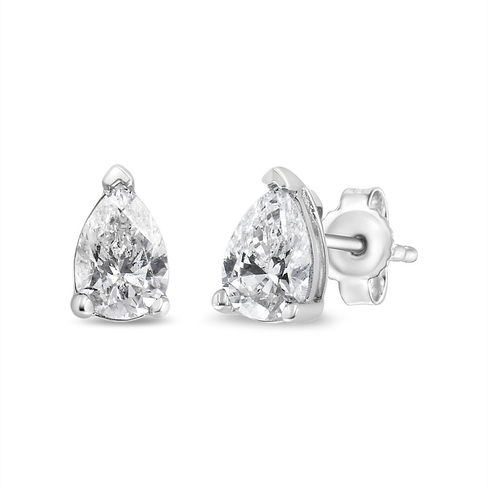 14K White Gold 1/2 Cttw Pear Shape Solitaire Lab Grown Diamond Stud Earrings (F-G Color, VS2-SI1 Clarity) by Bids.com