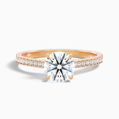 Betti 2 Carat Round Side Stone Pave Moissanite Diamond Ring in 18k Yellow Gold