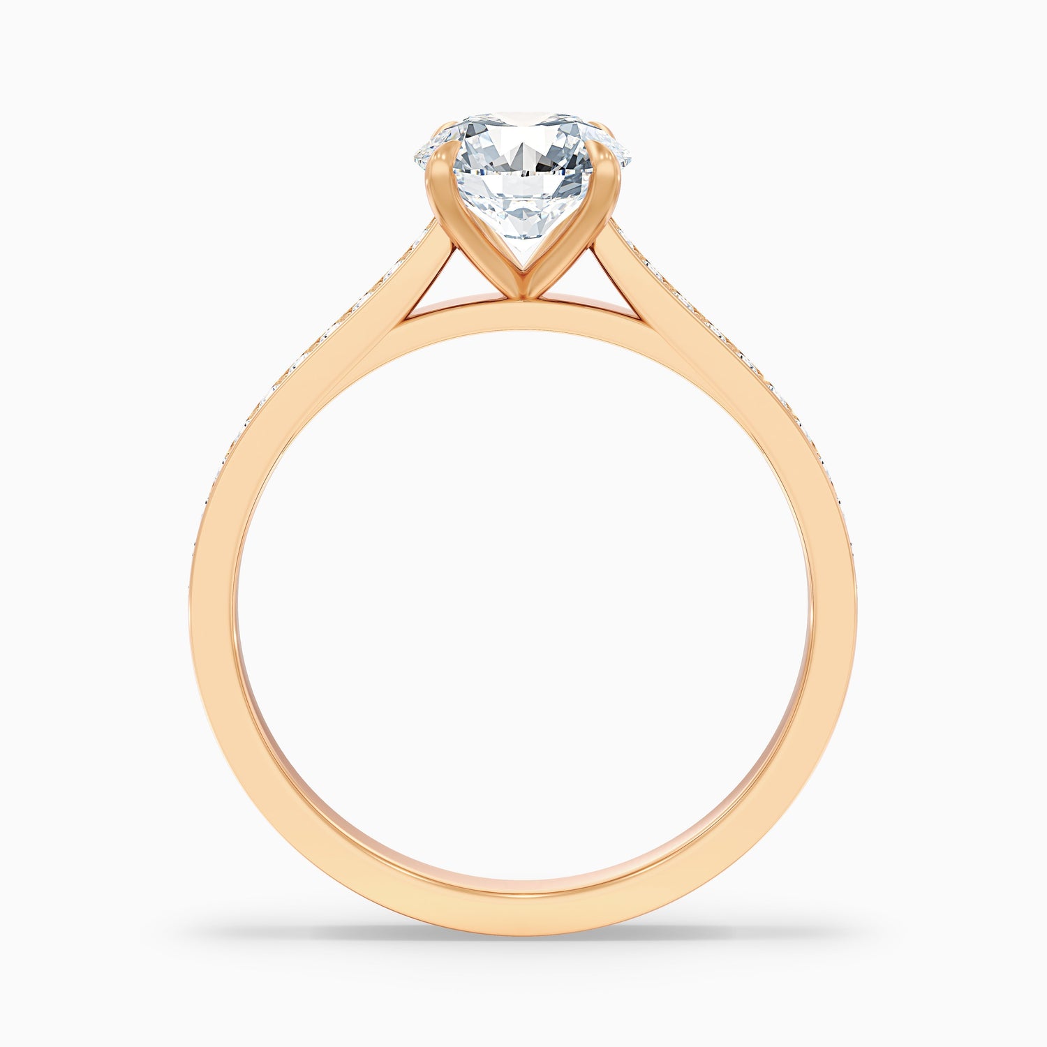 Betti 3 Carat Round Side Stone Pave Moissanite Diamond Ring in 10k White Gold