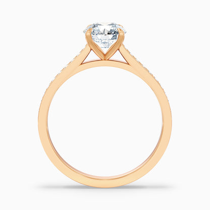 Betti 1 Carat Round Side Stone Pave Moissanite Diamond Ring in Platinum