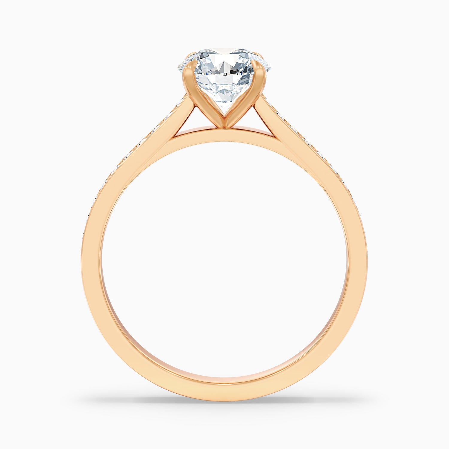 Callie 3.5 Carat Round Side Stone Pave Lab Grown Engagement Ring in 18k Yellow Gold  DestGlow