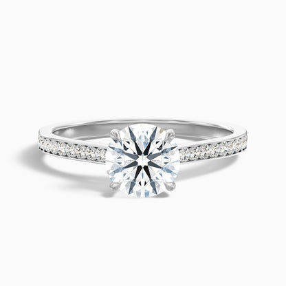 Betti 4.5 Carat Round Side Stone Pave Moissanite Diamond Ring in Platinum