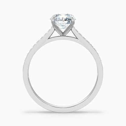 Callie 4.5 Carat Round Side Stone Pave Lab Grown Engagement Ring in 14k Rose Gold