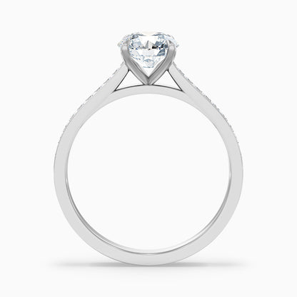Callie 2 Carat Round Side Stone Pave Lab Grown Engagement Ring in 925 Sterling Silver