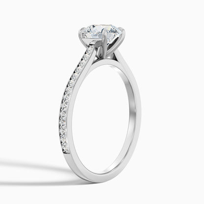 Betti 3.5 Carat Round Side Stone Pave Moissanite Diamond Ring in 14k White Gold