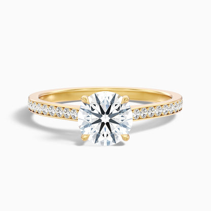 Callie 4.5 Carat Round Side Stone Pave Lab Grown Engagement Ring in 14k Rose Gold