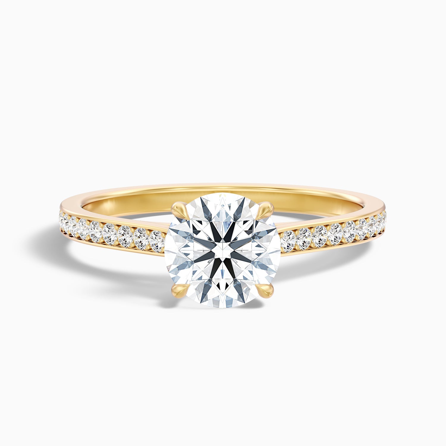 Betti 3.5 Carat Round Side Stone Pave Moissanite Diamond Ring in 10k Rose Gold