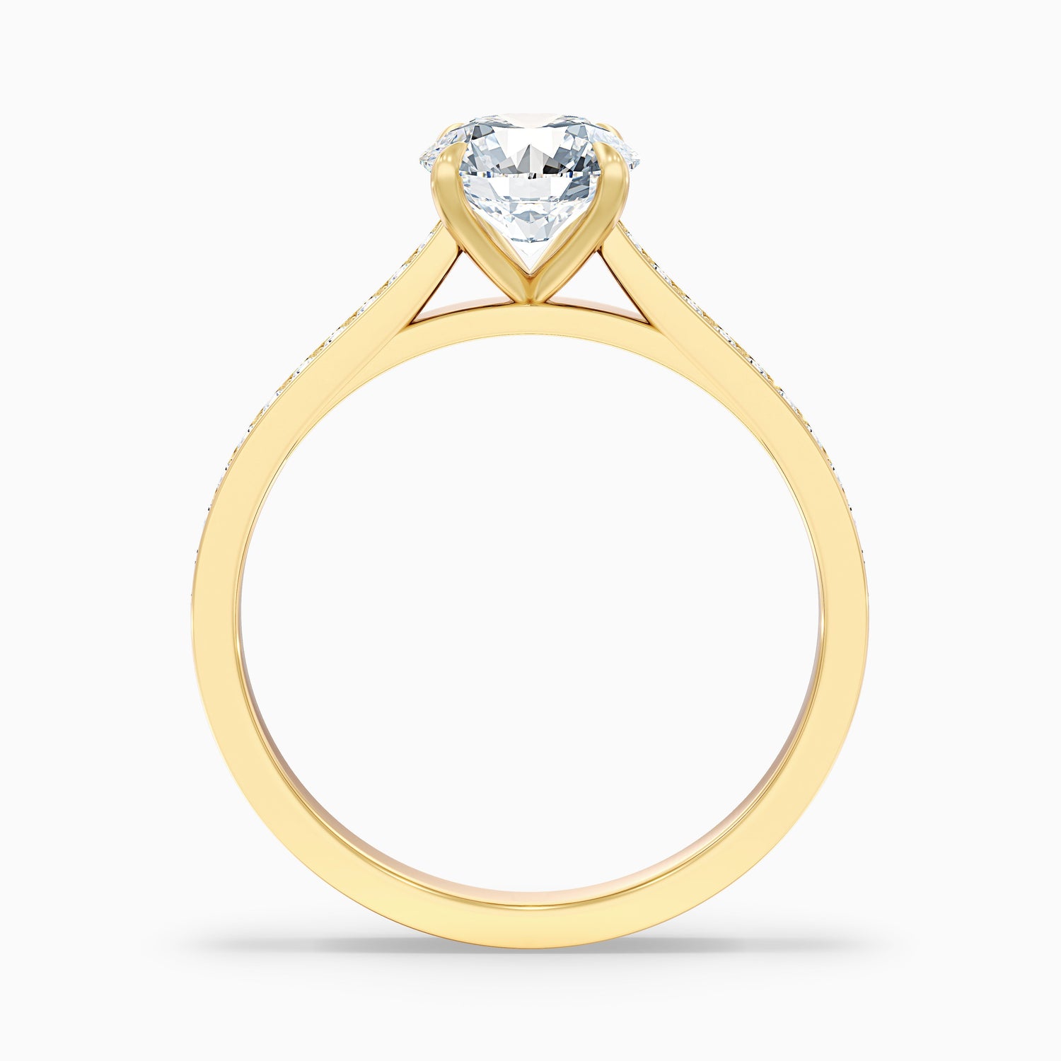 Callie 1.5 Carat Round Side Stone Pave Lab Grown Engagement Ring in 10k Rose Gold