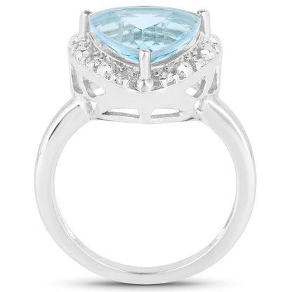 5.05 Carat Genuine Blue Topaz and White Topaz .925 Sterling Silver Ring by Bids.com