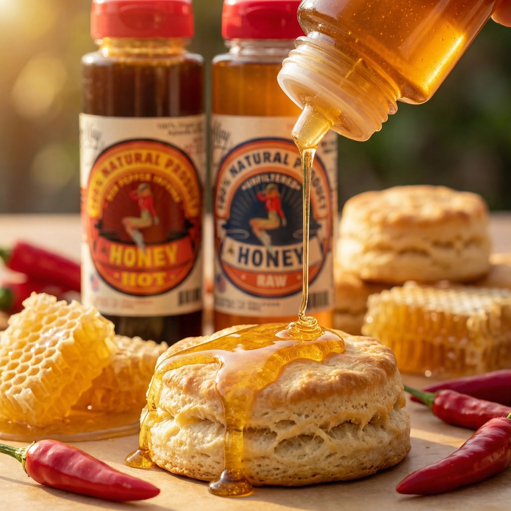 Raw Honey &amp; Hot Honey Duo - Sweet Heat 2-Pack Gift Set | Small Batch Farm Grown | Lady May by The Lady May