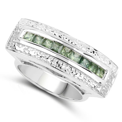 1.08 Carat Genuine Green Sapphire .925 Sterling Silver Ring  DestGlow