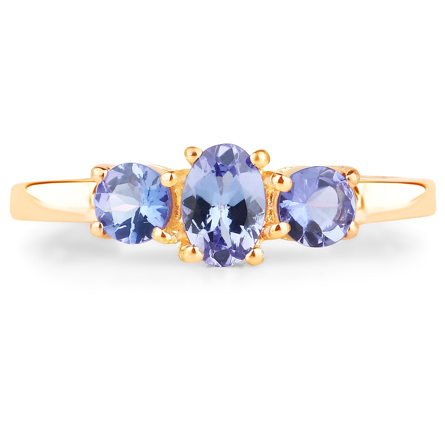 18K Yellow Gold Plated 0.90 Carat Genuine Tanzanite .925 Sterling Silver Ring by Bids.com